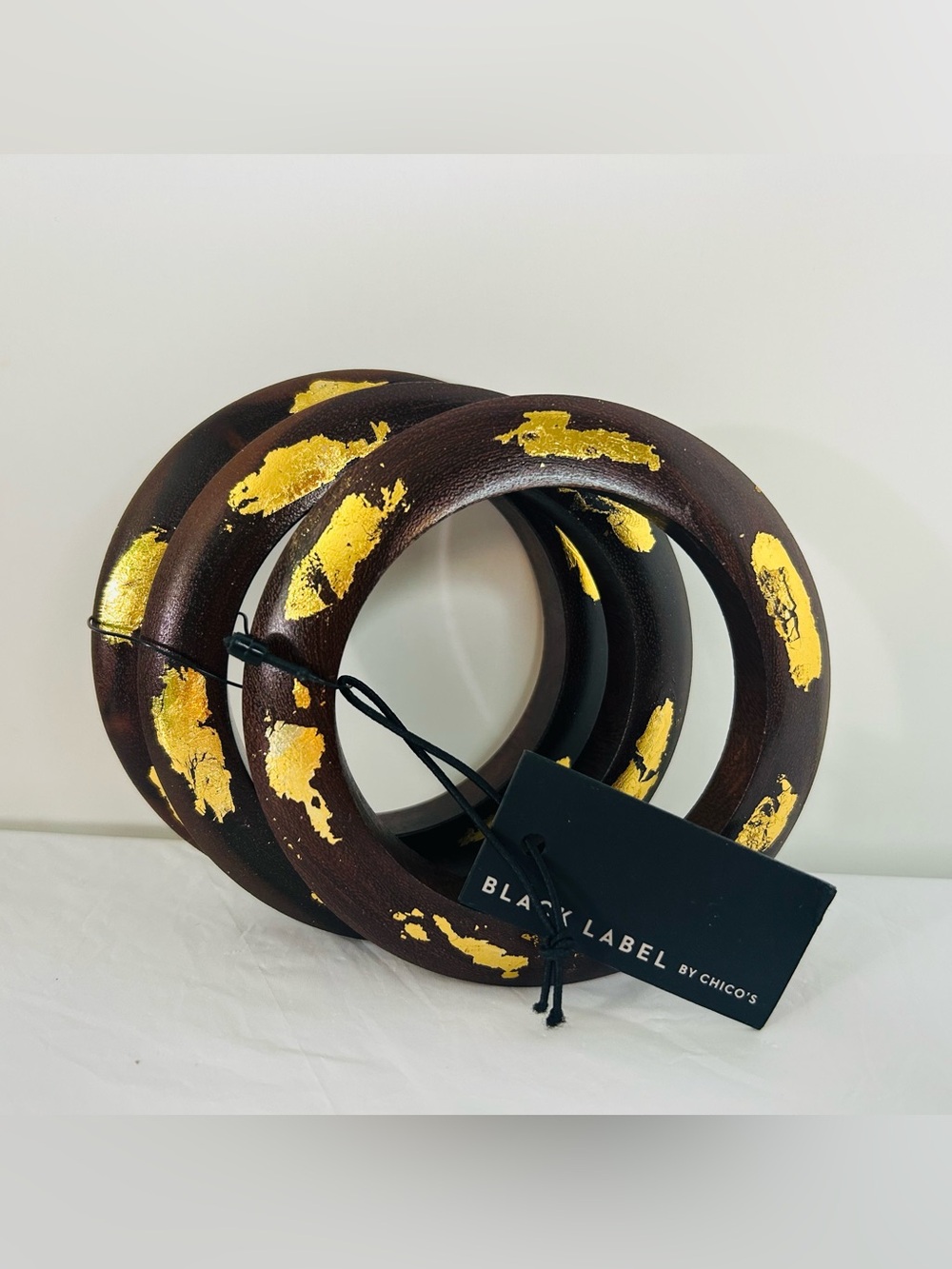 Black Label Brown and Gold Chunky Bangle Bracelet Set